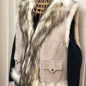 Guess leather and fur vest
